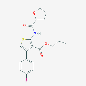 molecular formula C19H20FNO4S B446413 Propyl 4-(4-fluorophenyl)-2-[(tetrahydro-2-furanylcarbonyl)amino]-3-thiophenecarboxylate 