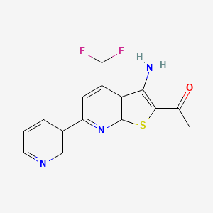 molecular formula C15H11F2N3OS B4464145 1-[3-amino-4-(difluoromethyl)-6-(3-pyridinyl)thieno[2,3-b]pyridin-2-yl]ethanone 