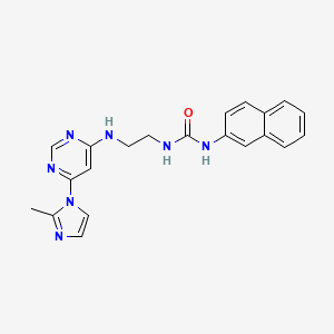 molecular formula C21H21N7O B4464148 N-(2-{[6-(2-methyl-1H-imidazol-1-yl)-4-pyrimidinyl]amino}ethyl)-N'-2-naphthylurea 