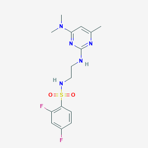 molecular formula C15H19F2N5O2S B4464170 N-(2-{[4-(dimethylamino)-6-methyl-2-pyrimidinyl]amino}ethyl)-2,4-difluorobenzenesulfonamide 