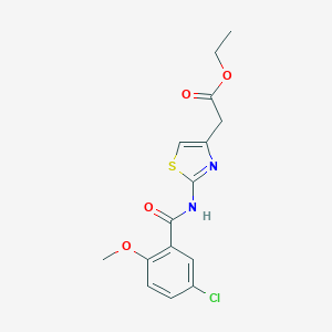 molecular formula C15H15ClN2O4S B446419 Ethyl {2-[(5-chloro-2-methoxybenzoyl)amino]-1,3-thiazol-4-yl}acetate CAS No. 349538-81-4