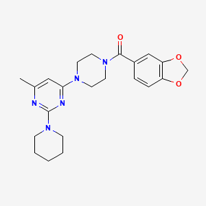 molecular formula C22H27N5O3 B4464206 4-[4-(1,3-benzodioxol-5-ylcarbonyl)-1-piperazinyl]-6-methyl-2-(1-piperidinyl)pyrimidine 