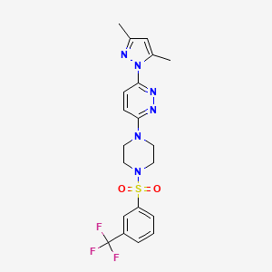 molecular formula C20H21F3N6O2S B4464238 3-(3,5-dimethyl-1H-pyrazol-1-yl)-6-(4-{[3-(trifluoromethyl)phenyl]sulfonyl}-1-piperazinyl)pyridazine 
