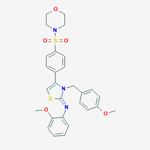 molecular formula C28H29N3O5S2 B446424 2-methoxy-N-[(2Z)-3-(4-methoxybenzyl)-4-[4-(morpholin-4-ylsulfonyl)phenyl]-1,3-thiazol-2(3H)-ylidene]aniline 