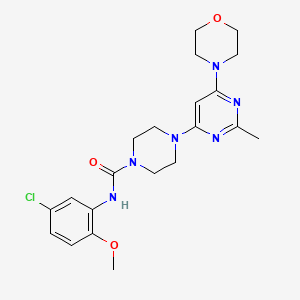 molecular formula C21H27ClN6O3 B4464245 N-(5-chloro-2-methoxyphenyl)-4-[2-methyl-6-(4-morpholinyl)-4-pyrimidinyl]-1-piperazinecarboxamide 