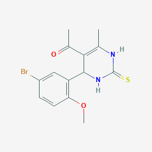 molecular formula C14H15BrN2O2S B446425 1-[4-(5-Bromo-2-methoxyphenyl)-6-methyl-2-thioxo-1,2,3,4-tetrahydropyrimidin-5-yl]ethanone 