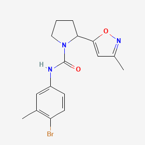 molecular formula C16H18BrN3O2 B4464272 N-(4-bromo-3-methylphenyl)-2-(3-methyl-5-isoxazolyl)-1-pyrrolidinecarboxamide 