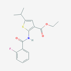 molecular formula C17H18FNO3S B446428 Ethyl 2-[(2-fluorobenzoyl)amino]-5-isopropyl-3-thiophenecarboxylate 