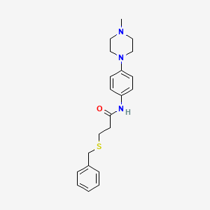 molecular formula C21H27N3OS B4464294 3-(benzylthio)-N-[4-(4-methyl-1-piperazinyl)phenyl]propanamide 