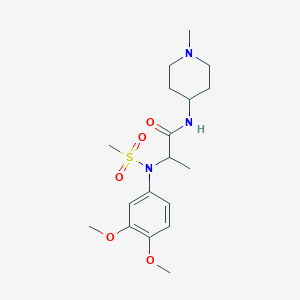 molecular formula C18H29N3O5S B4464302 N~2~-(3,4-dimethoxyphenyl)-N~1~-(1-methyl-4-piperidinyl)-N~2~-(methylsulfonyl)alaninamide 