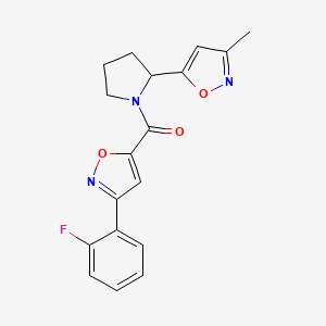 3-(2-fluorophenyl)-5-{[2-(3-methyl-5-isoxazolyl)-1-pyrrolidinyl]carbonyl}isoxazole
