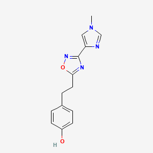 molecular formula C14H14N4O2 B4464324 4-{2-[3-(1-methyl-1H-imidazol-4-yl)-1,2,4-oxadiazol-5-yl]ethyl}phenol 