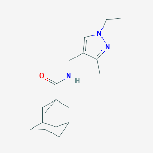 molecular formula C18H27N3O B446436 N-[(1-ethyl-3-methyl-1H-pyrazol-4-yl)methyl]-1-adamantanecarboxamide 