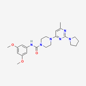 molecular formula C22H30N6O3 B4464361 N-(3,5-dimethoxyphenyl)-4-[6-methyl-2-(1-pyrrolidinyl)-4-pyrimidinyl]-1-piperazinecarboxamide 