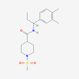 molecular formula C18H28N2O3S B4464387 N-[1-(3,4-dimethylphenyl)propyl]-1-(methylsulfonyl)-4-piperidinecarboxamide 