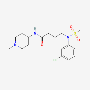 molecular formula C17H26ClN3O3S B4464396 4-[(3-chlorophenyl)(methylsulfonyl)amino]-N-(1-methyl-4-piperidinyl)butanamide 