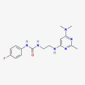 molecular formula C16H21FN6O B4464398 N-(2-{[6-(dimethylamino)-2-methyl-4-pyrimidinyl]amino}ethyl)-N'-(4-fluorophenyl)urea 