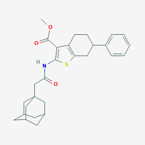 molecular formula C28H33NO3S B446446 Methyl 2-[(1-adamantylacetyl)amino]-6-phenyl-4,5,6,7-tetrahydro-1-benzothiophene-3-carboxylate 