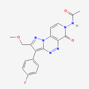 molecular formula C18H15FN6O3 B4464498 N-[3-(4-fluorophenyl)-2-(methoxymethyl)-6-oxopyrazolo[5,1-c]pyrido[4,3-e][1,2,4]triazin-7(6H)-yl]acetamide 
