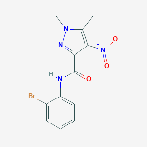 molecular formula C12H11BrN4O3 B446453 N-(2-bromophenyl)-1,5-dimethyl-4-nitro-1H-pyrazole-3-carboxamide 