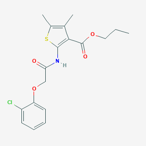 molecular formula C18H20ClNO4S B446457 Propyl 2-{[(2-chlorophenoxy)acetyl]amino}-4,5-dimethyl-3-thiophenecarboxylate 