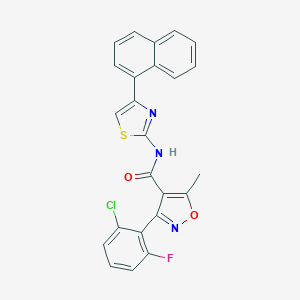 molecular formula C24H15ClFN3O2S B446459 3-(2-chloro-6-fluorophenyl)-5-methyl-N-[4-(1-naphthyl)-1,3-thiazol-2-yl]-4-isoxazolecarboxamide 