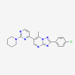 molecular formula C21H20ClN7 B4464597 2-(4-chlorophenyl)-7-methyl-6-[2-(1-piperidinyl)-4-pyrimidinyl][1,2,4]triazolo[1,5-a]pyrimidine 