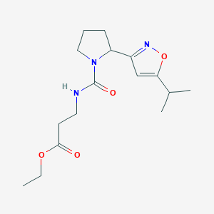 molecular formula C16H25N3O4 B4464609 ethyl N-{[2-(5-isopropyl-3-isoxazolyl)-1-pyrrolidinyl]carbonyl}-beta-alaninate 