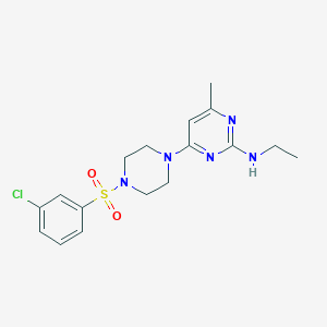 molecular formula C17H22ClN5O2S B4464622 4-{4-[(3-chlorophenyl)sulfonyl]-1-piperazinyl}-N-ethyl-6-methyl-2-pyrimidinamine 