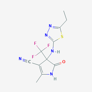 molecular formula C11H10F3N5OS B4464636 4-[(5-ethyl-1,3,4-thiadiazol-2-yl)amino]-2-methyl-5-oxo-4-(trifluoromethyl)-4,5-dihydro-1H-pyrrole-3-carbonitrile 