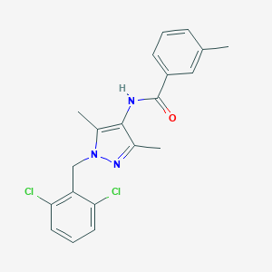 molecular formula C20H19Cl2N3O B446465 N-[1-(2,6-dichlorobenzyl)-3,5-dimethyl-1H-pyrazol-4-yl]-3-methylbenzamide 