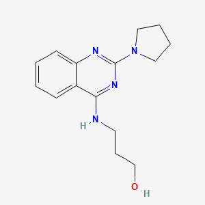 molecular formula C15H20N4O B4464669 3-{[2-(1-pyrrolidinyl)-4-quinazolinyl]amino}-1-propanol 