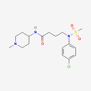 molecular formula C17H26ClN3O3S B4464671 4-[(4-chlorophenyl)(methylsulfonyl)amino]-N-(1-methyl-4-piperidinyl)butanamide 