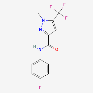 molecular formula C12H9F4N3O B4464701 N-(4-fluorophenyl)-1-methyl-5-(trifluoromethyl)-1H-pyrazole-3-carboxamide 