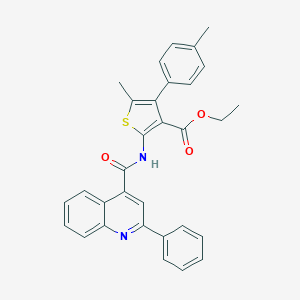 molecular formula C31H26N2O3S B446472 Ethyl 5-methyl-4-(4-methylphenyl)-2-{[(2-phenylquinolin-4-yl)carbonyl]amino}thiophene-3-carboxylate 