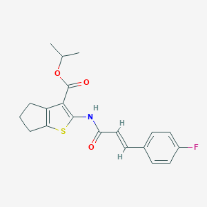 molecular formula C20H20FNO3S B446474 isopropyl 2-{[3-(4-fluorophenyl)acryloyl]amino}-5,6-dihydro-4H-cyclopenta[b]thiophene-3-carboxylate 