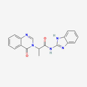 molecular formula C18H15N5O2 B4464765 N-1H-benzimidazol-2-yl-2-(4-oxo-3(4H)-quinazolinyl)propanamide 