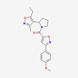 molecular formula C21H23N3O4 B4464777 5-ethyl-4-(1-{[3-(4-methoxyphenyl)-5-isoxazolyl]carbonyl}-2-pyrrolidinyl)-3-methylisoxazole 