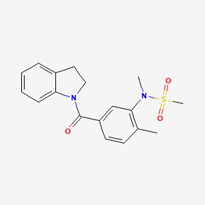 molecular formula C18H20N2O3S B4464787 N-[5-(2,3-dihydro-1H-indol-1-ylcarbonyl)-2-methylphenyl]-N-methylmethanesulfonamide 