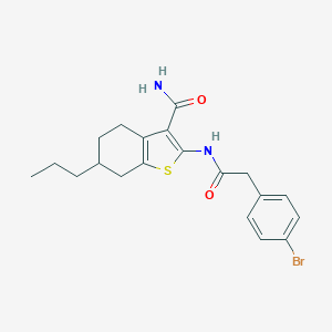 molecular formula C20H23BrN2O2S B446479 2-{[(4-Bromophenyl)acetyl]amino}-6-propyl-4,5,6,7-tetrahydro-1-benzothiophene-3-carboxamide 