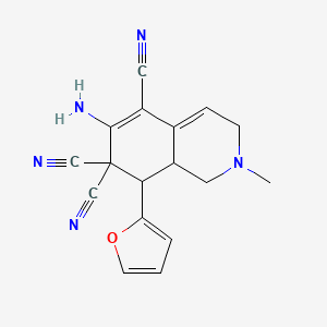 molecular formula C17H15N5O B4464837 6-amino-8-(2-furyl)-2-methyl-2,3,8,8a-tetrahydro-5,7,7(1H)-isoquinolinetricarbonitrile 