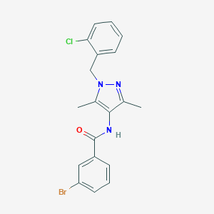 molecular formula C19H17BrClN3O B446484 3-bromo-N-[1-(2-chlorobenzyl)-3,5-dimethyl-1H-pyrazol-4-yl]benzamide 
