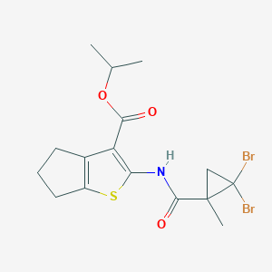 molecular formula C16H19Br2NO3S B446489 isopropyl 2-{[(2,2-dibromo-1-methylcyclopropyl)carbonyl]amino}-5,6-dihydro-4H-cyclopenta[b]thiophene-3-carboxylate 