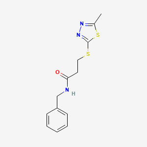 molecular formula C13H15N3OS2 B4464895 N-benzyl-3-[(5-methyl-1,3,4-thiadiazol-2-yl)thio]propanamide 