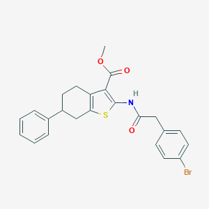 molecular formula C24H22BrNO3S B446490 Methyl 2-{[(4-bromophenyl)acetyl]amino}-6-phenyl-4,5,6,7-tetrahydro-1-benzothiophene-3-carboxylate 