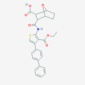 molecular formula C27H25NO6S B446492 2-[[3-Ethoxycarbonyl-4-(4-phenylphenyl)thiophen-2-yl]carbamoyl]-7-oxabicyclo[2.2.1]heptane-3-carboxylic acid 