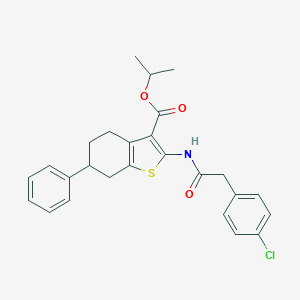 molecular formula C26H26ClNO3S B446503 Isopropyl 2-{[(4-chlorophenyl)acetyl]amino}-6-phenyl-4,5,6,7-tetrahydro-1-benzothiophene-3-carboxylate 