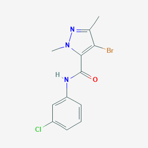 molecular formula C12H11BrClN3O B446508 4-bromo-N-(3-chlorophenyl)-1,3-dimethyl-1H-pyrazole-5-carboxamide 