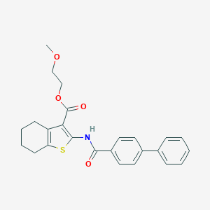 molecular formula C25H25NO4S B446516 2-Methoxyethyl 2-[(biphenyl-4-ylcarbonyl)amino]-4,5,6,7-tetrahydro-1-benzothiophene-3-carboxylate 
