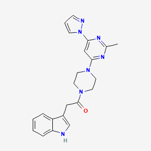 3-(2-{4-[2-methyl-6-(1H-pyrazol-1-yl)-4-pyrimidinyl]-1-piperazinyl}-2-oxoethyl)-1H-indole